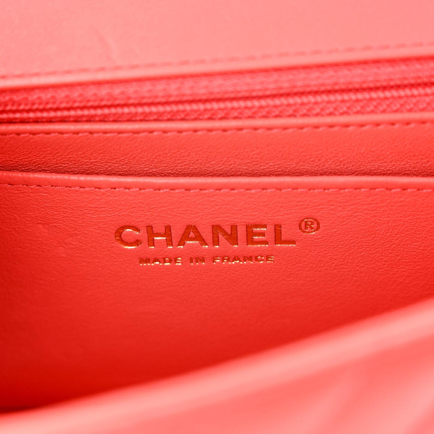 Lambskin Chevron Quilted Mini Rectangular Flap Coral