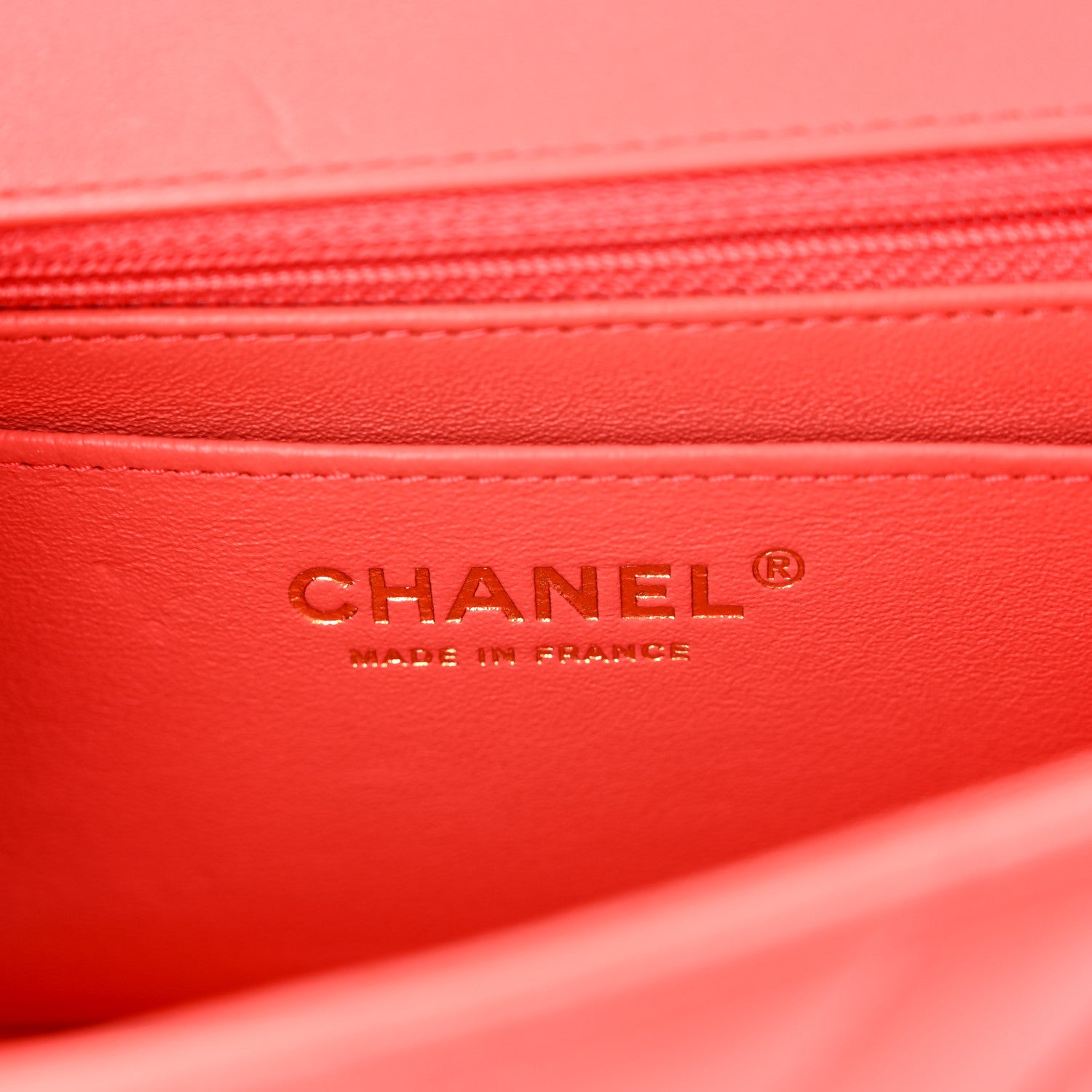 Chanel Lambskin Chevron Quilted Mini Rectangular Flap Coral 6 of 12
