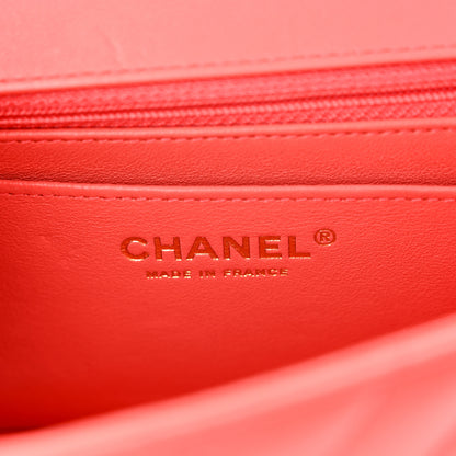 Chanel Lambskin Chevron Quilted Mini Rectangular Flap Coral 6 of 12