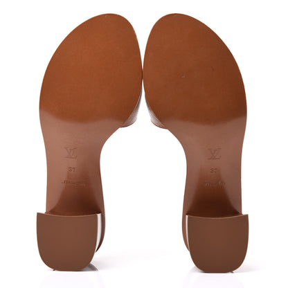 Louis Vuitton Calfskin Lock It Mules 37 Cognac Brown 5 of 9