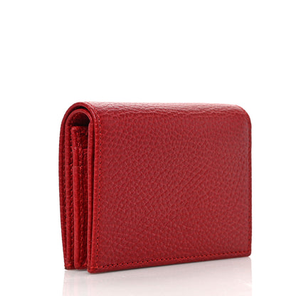 Gucci Pebbled Calfskin GG Marmont Card Case Hibiscus Red 3 of 6