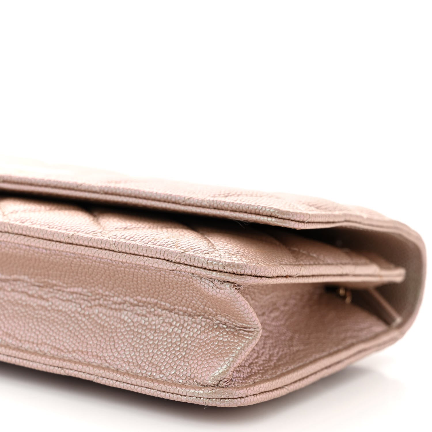 Chanel Iridescent Caviar Quilted Wallet on Chain WOC Beige 11 of 13