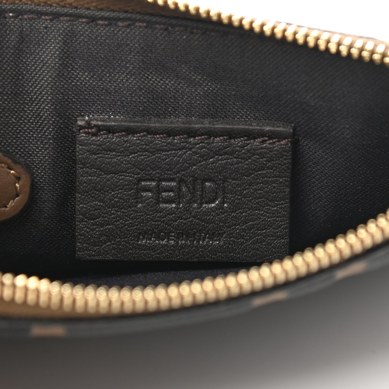 Fendi Vitello Soft F is Fendi Bi-Color FF 1974 Embossed Key Case Pouch Maya Black 7 of 8