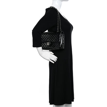 Chanel Patent Calfskin Chevron Quilted Small Double Flap Black 2 of 12