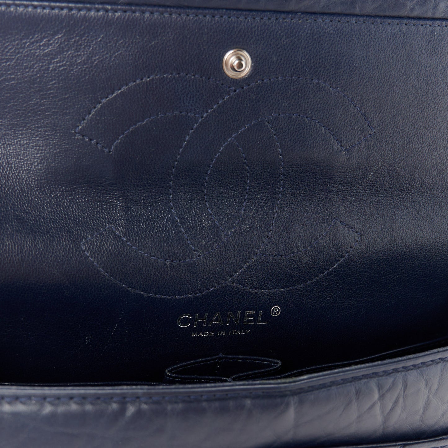 Aged Calfskin Quilted 2.55 Reissue 226 Flap Navy Blue