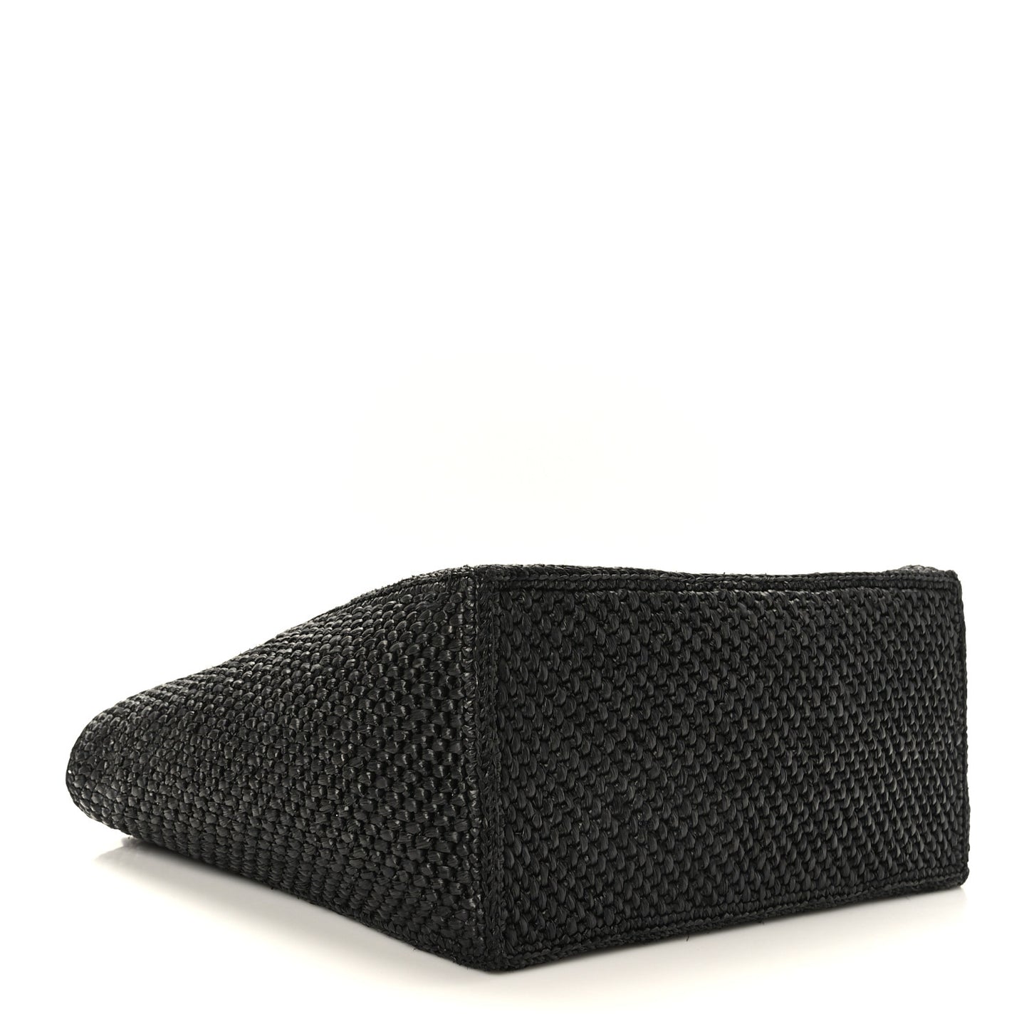 Raffia Medium Paula's Ibiza Logo Tote Black White