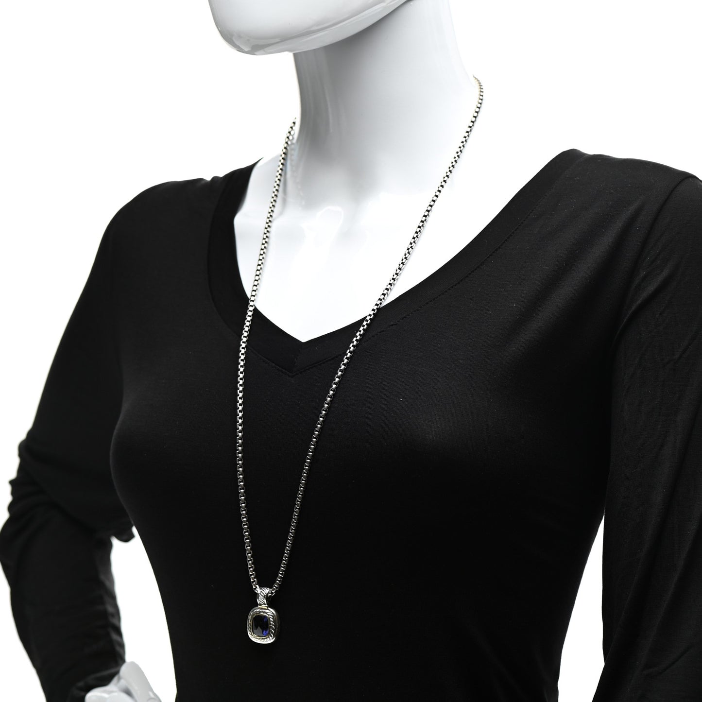 Sterling Silver 14K Yellow Gold Iolite 10mm Albion Pendant Necklace