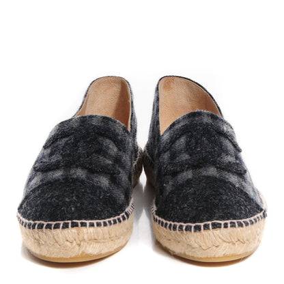 Chanel Plaid Fabric CC Espadrilles 41 Grey 2 of 6