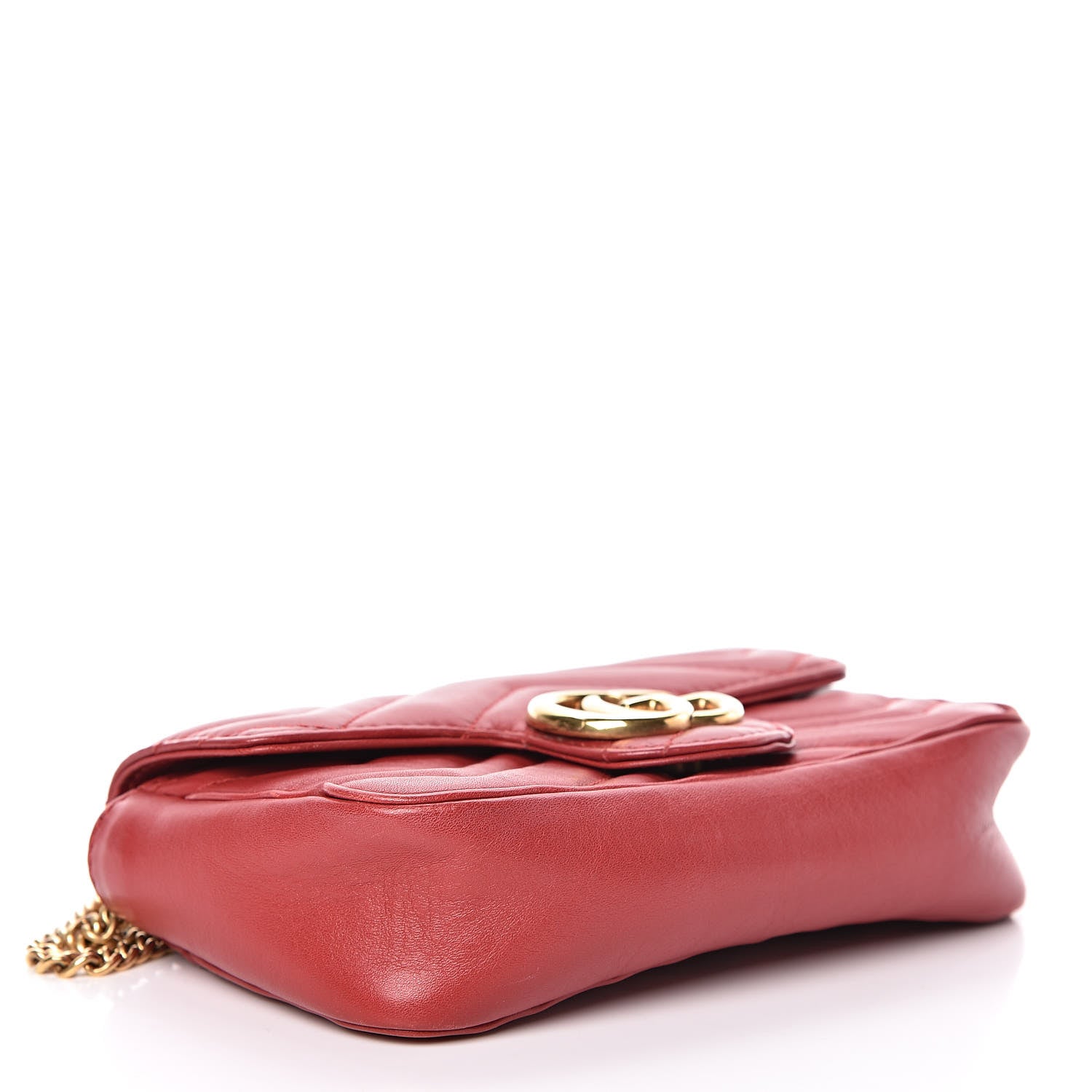 Gucci Calfskin Matelasse Super Mini GG Marmont Shoulder Bag Hibiscus Red 4 of 10