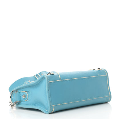 Balenciaga Supple Grained Calfskin Classic Silver Hardware Highlight Mini City Bleu Caraibes 4 of 17