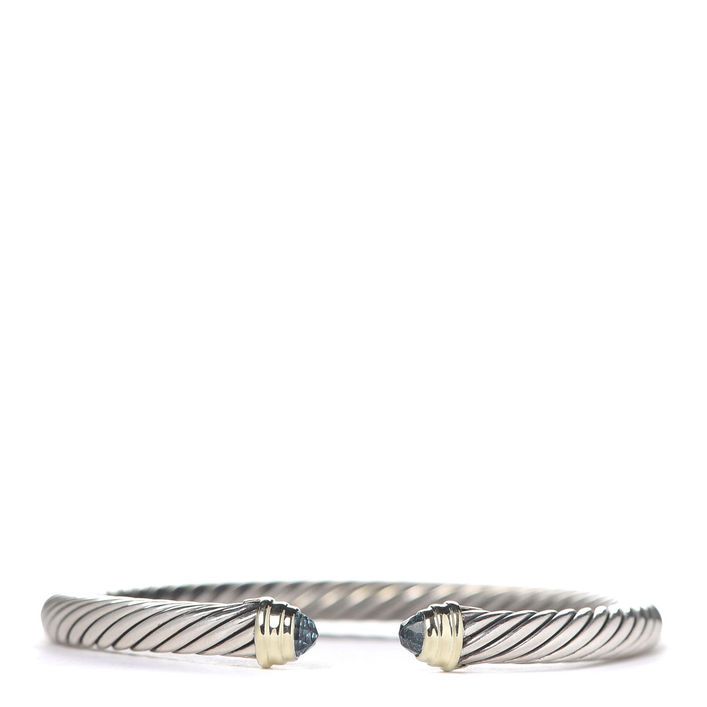 Sterling Silver 14K Yellow Gold Blue Topaz 5mm Cable Classics Petite Color Bracelet
