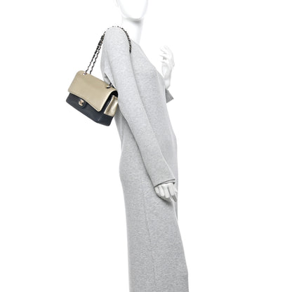 Chanel Metallic Grained Calfskin Medium Classic Pure Double Flap Gold Black 2 of 10