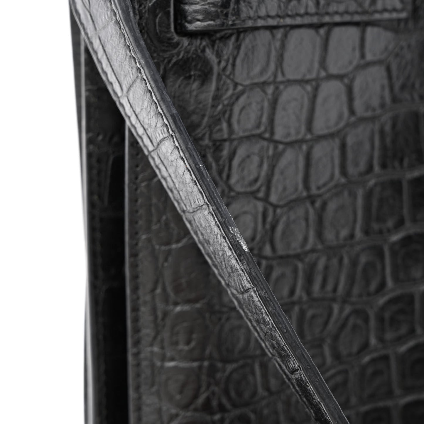 Calfskin Crocodile Embossed Small Supple Sac de Jour Black