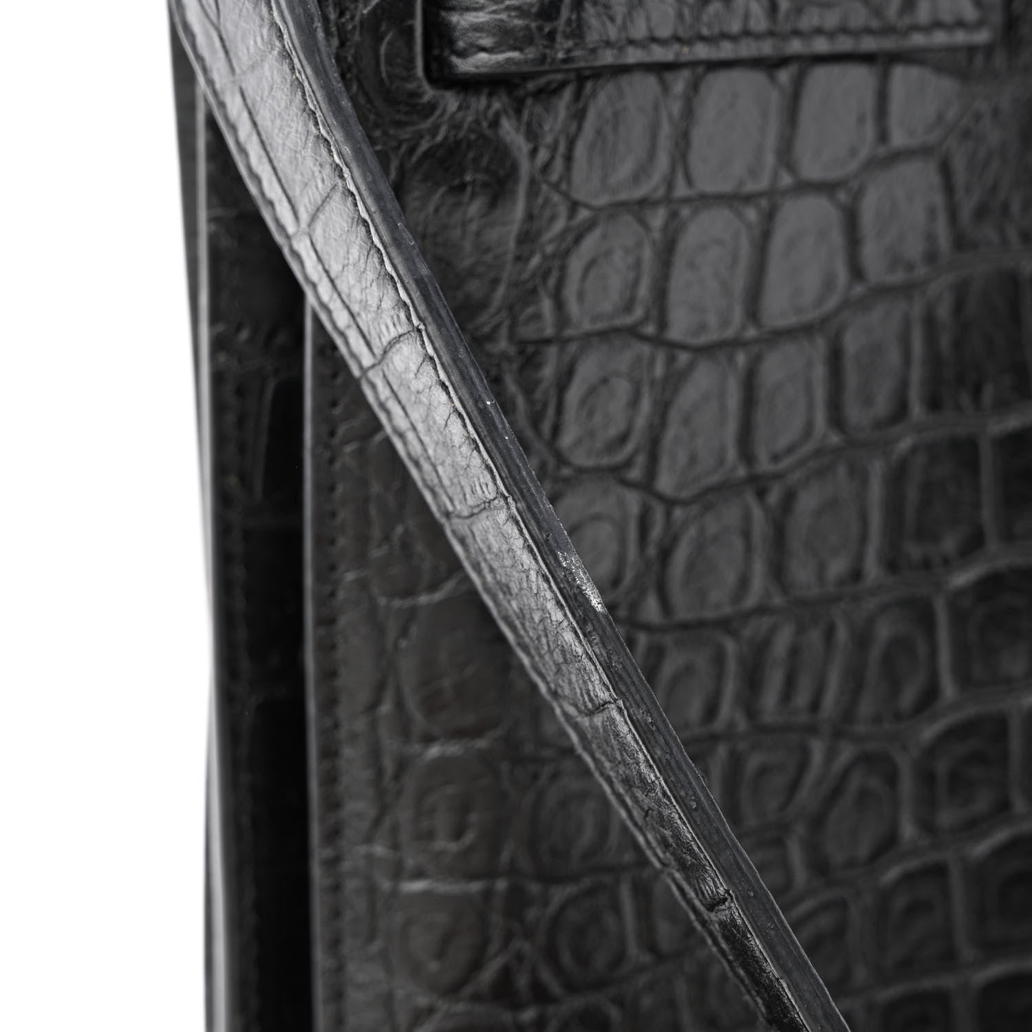 Saint Laurent Calfskin Crocodile Embossed Small Supple Sac de Jour Black 11 of 13
