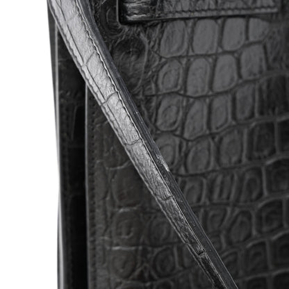 Saint Laurent Calfskin Crocodile Embossed Small Supple Sac de Jour Black 11 of 13