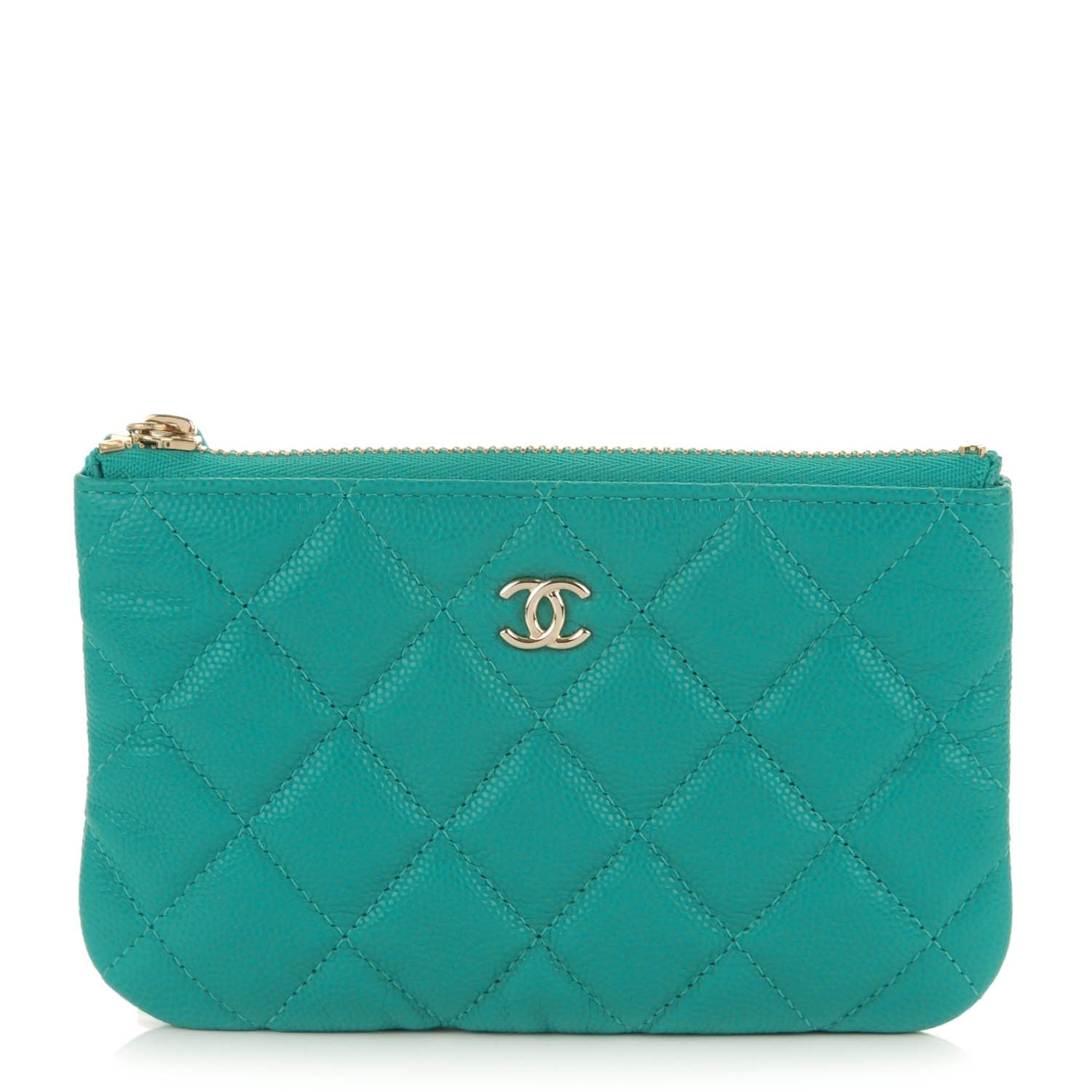 Chanel Caviar Quilted Coin Purse Case Turquoise 1 of 7