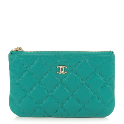 Chanel Caviar Quilted Coin Purse Case Turquoise 1 of 7