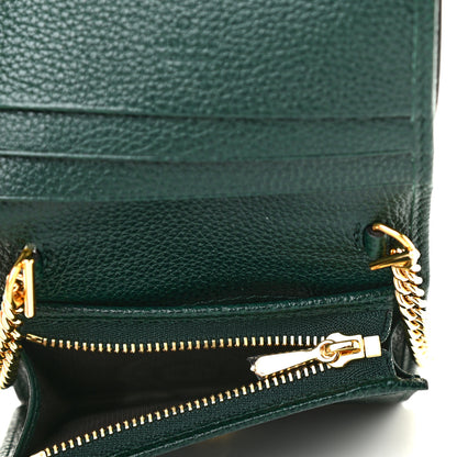 Gucci Grainy Calfskin Zumi Chain Card Case Wallet Vintage Green 6 of 8