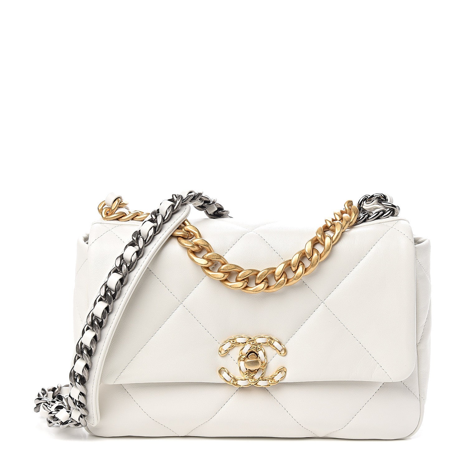 Chanel Goatskin Quilted Medium 19 Flap White 1 of 10