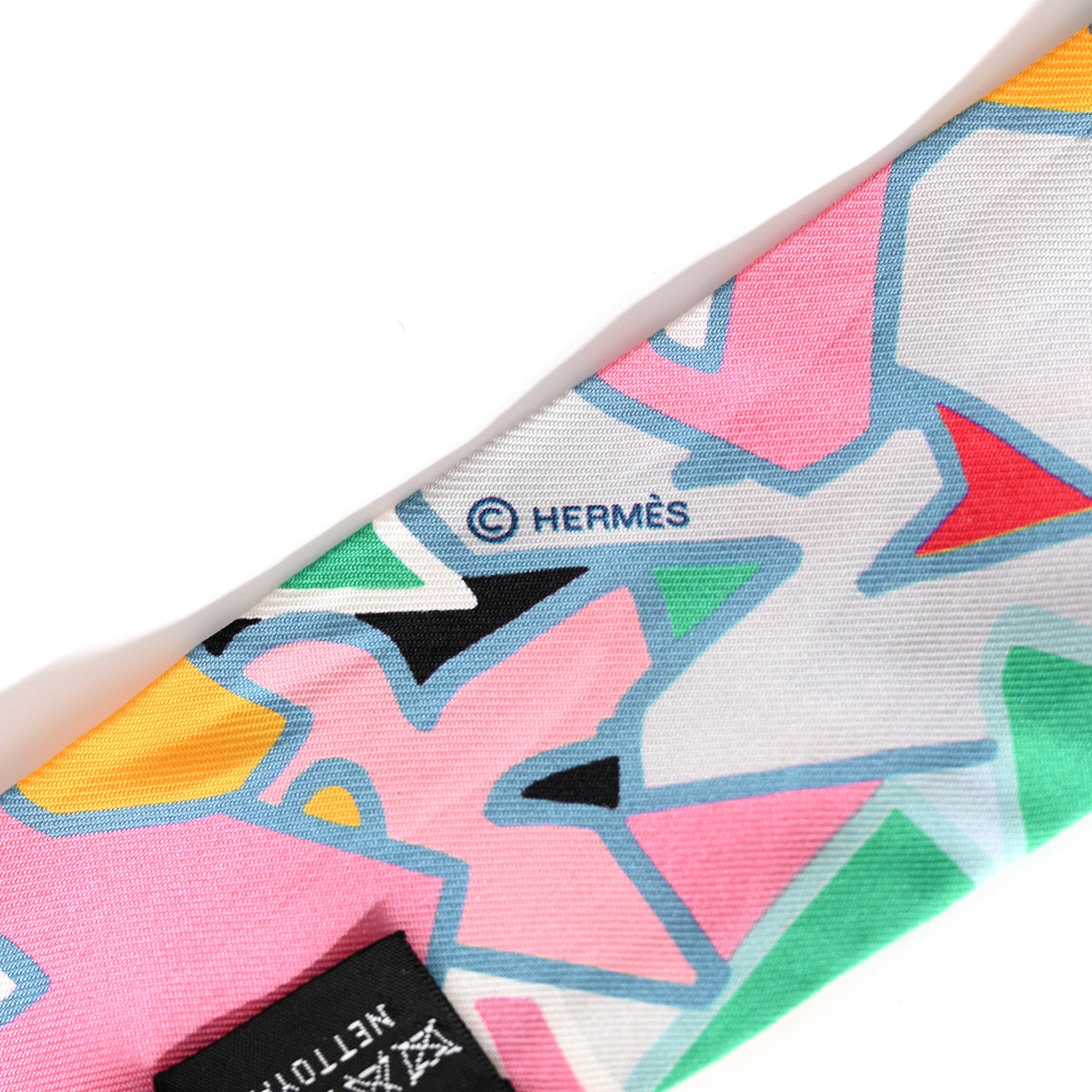Hermes Silk Graff Graffiti Twilly Monthol Rose Jaune 4 of 6