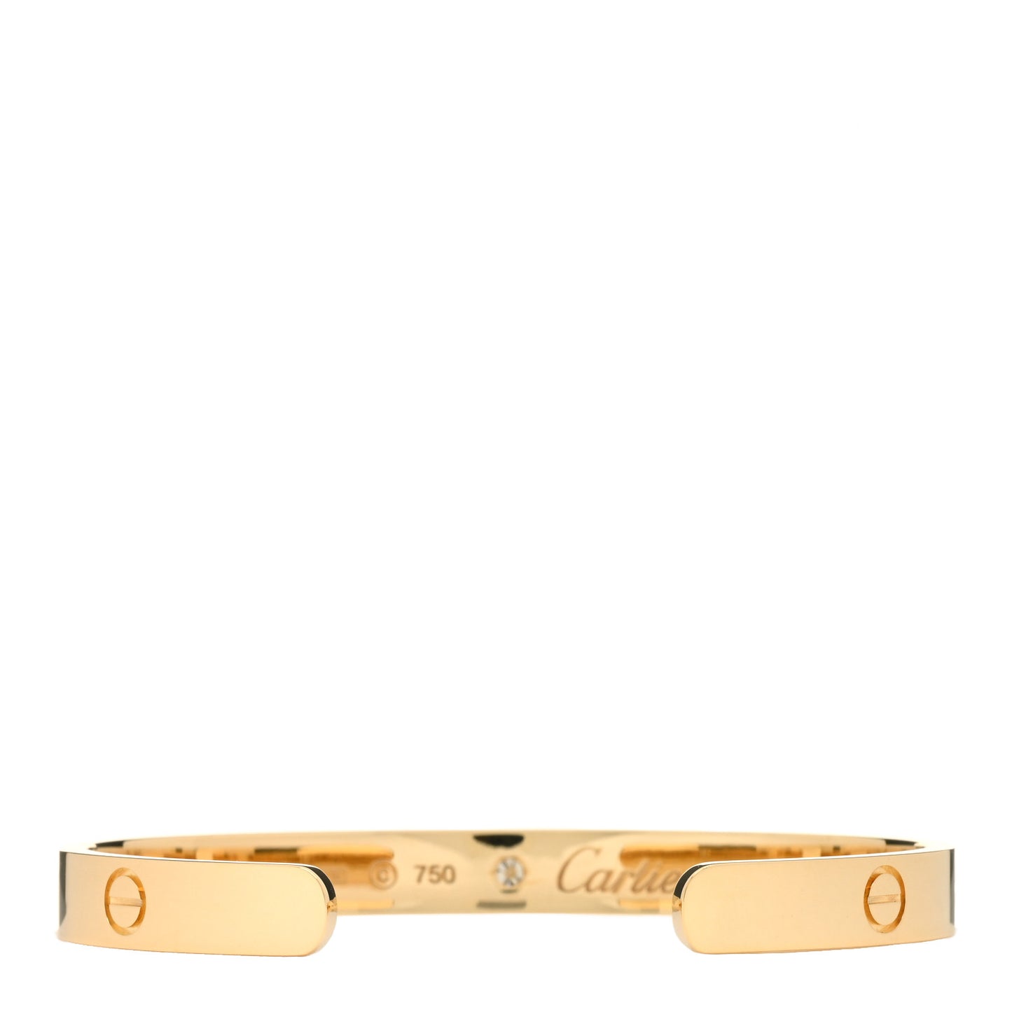18K Yellow Gold 1 Diamond LOVE Cuff Bracelet 17