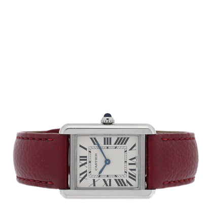 Cartier Stainless Steel Calfskin 24mm Tank Solo Quartz Watch Burgundy 2 of 4