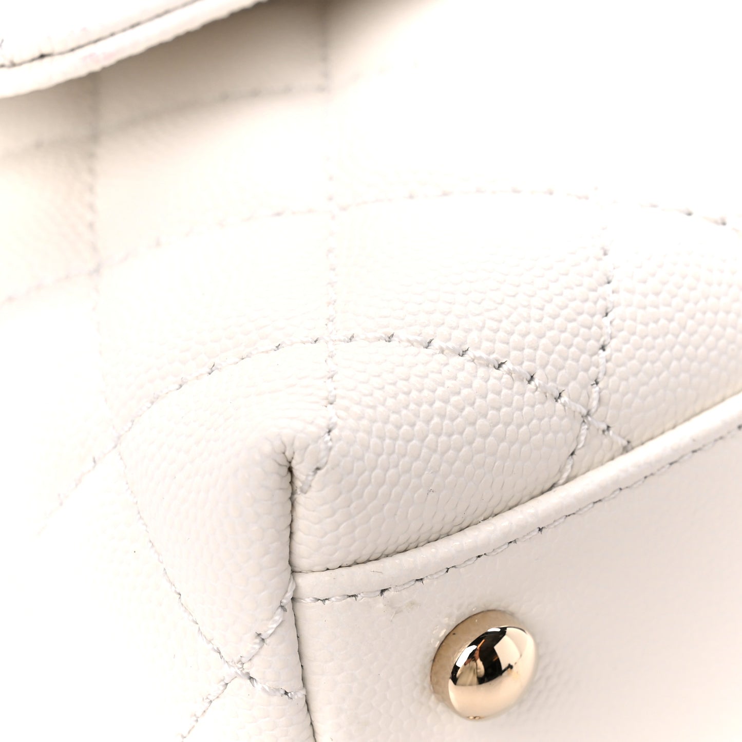 Caviar Quilted Mini Coco Chain Handle Flap White