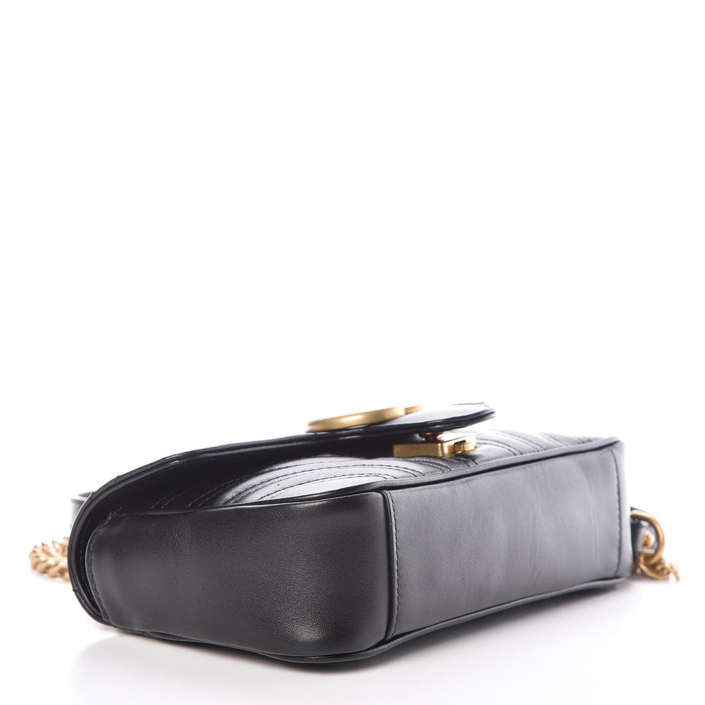 Calfskin Matelasse Mini GG Marmont Shoulder Bag Black