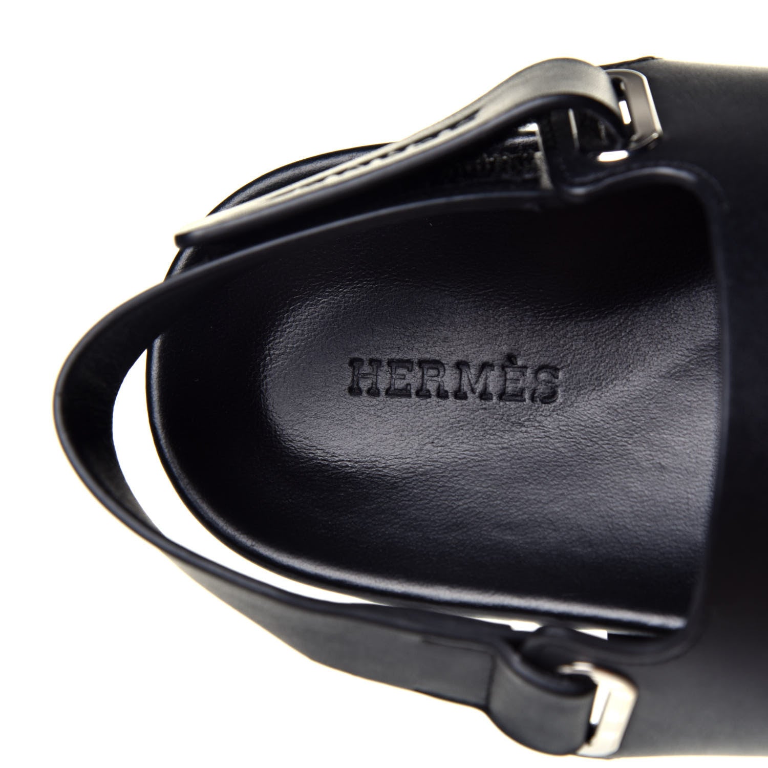 Hermes Calfskin Womens Takara Sandals 38.5 Black 6 of 7