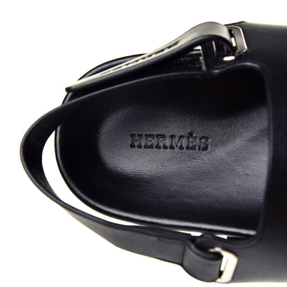 Hermes Calfskin Womens Takara Sandals 38.5 Black 6 of 7