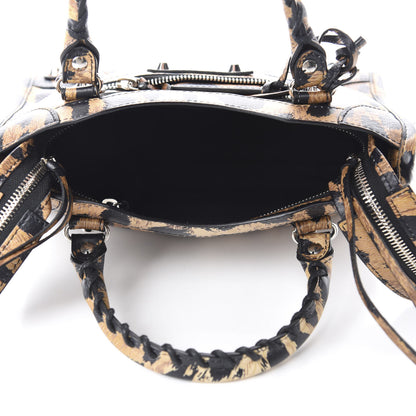 Balenciaga Smooth Calfskin Leopard Print Classic Silver Hardware Mini City Beige 5 of 11