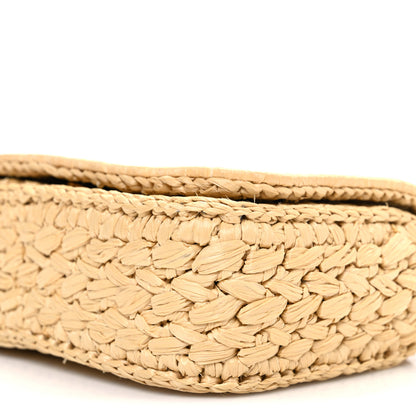 Prada Yarn Raffia Effect Crochet Shoulder Bag Natural Black 9 of 9