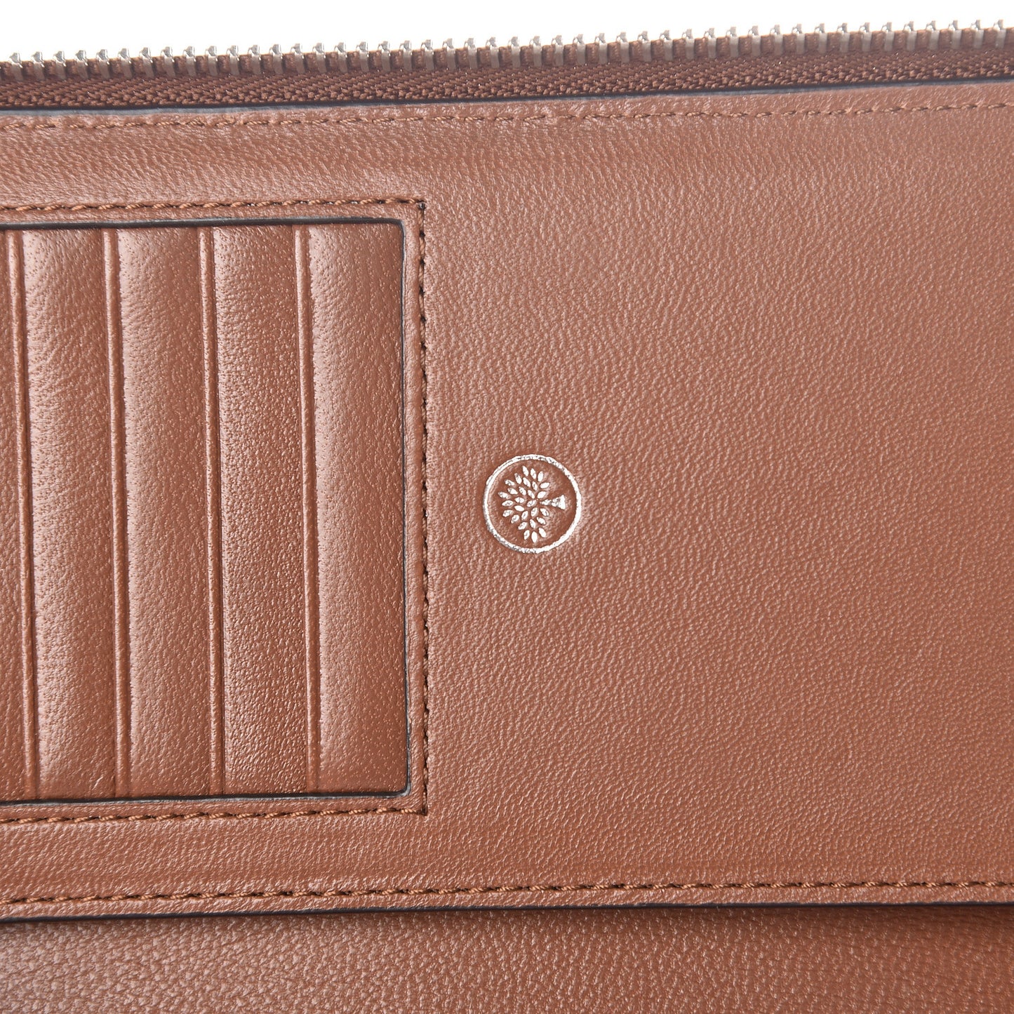 Natural Grain Leather Zip Around Wallet Oak