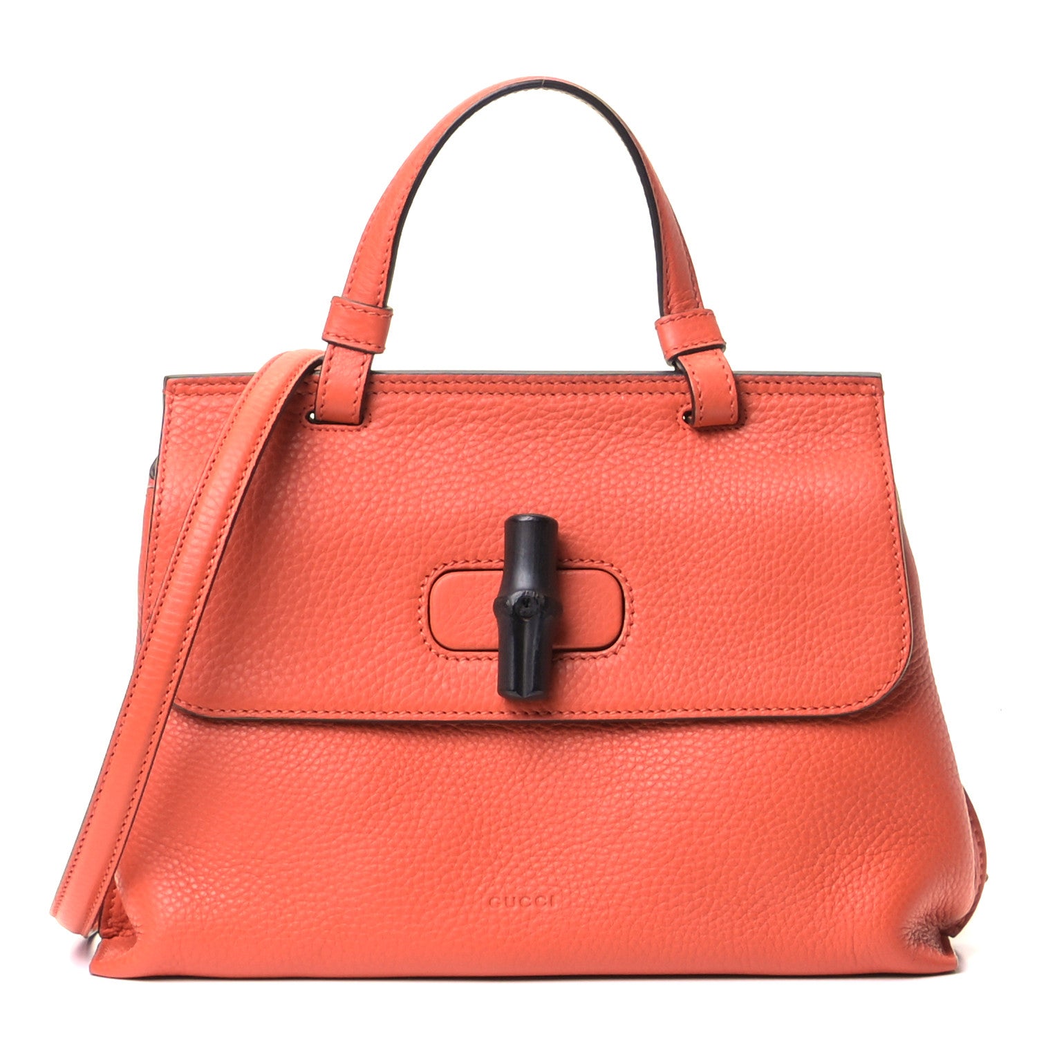 Gucci Cellarius Calfskin Small Bamboo Daily Top Handle Bag New Dark Orange 1 of 5