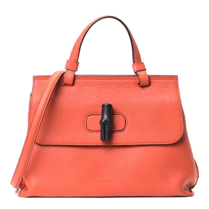 Gucci Cellarius Calfskin Small Bamboo Daily Top Handle Bag New Dark Orange 1 of 5