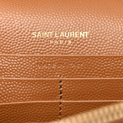 Saint Laurent Grain De Poudre Matelasse Chevron Cassandre Chain Wallet Cork 7 of 13