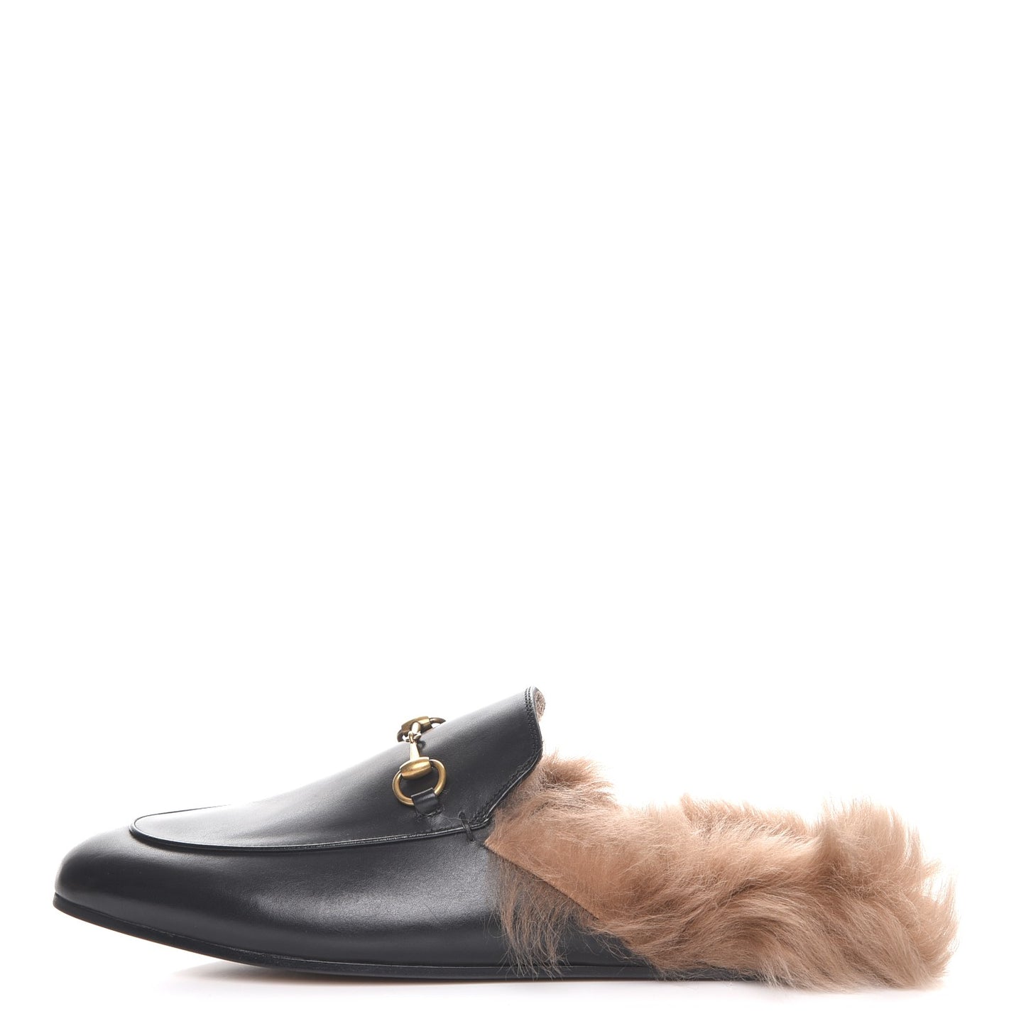Calfskin Fur Princetown Slippers 41 Black
