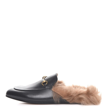 Gucci Calfskin Fur Princetown Slippers 41 Black 1 of 8