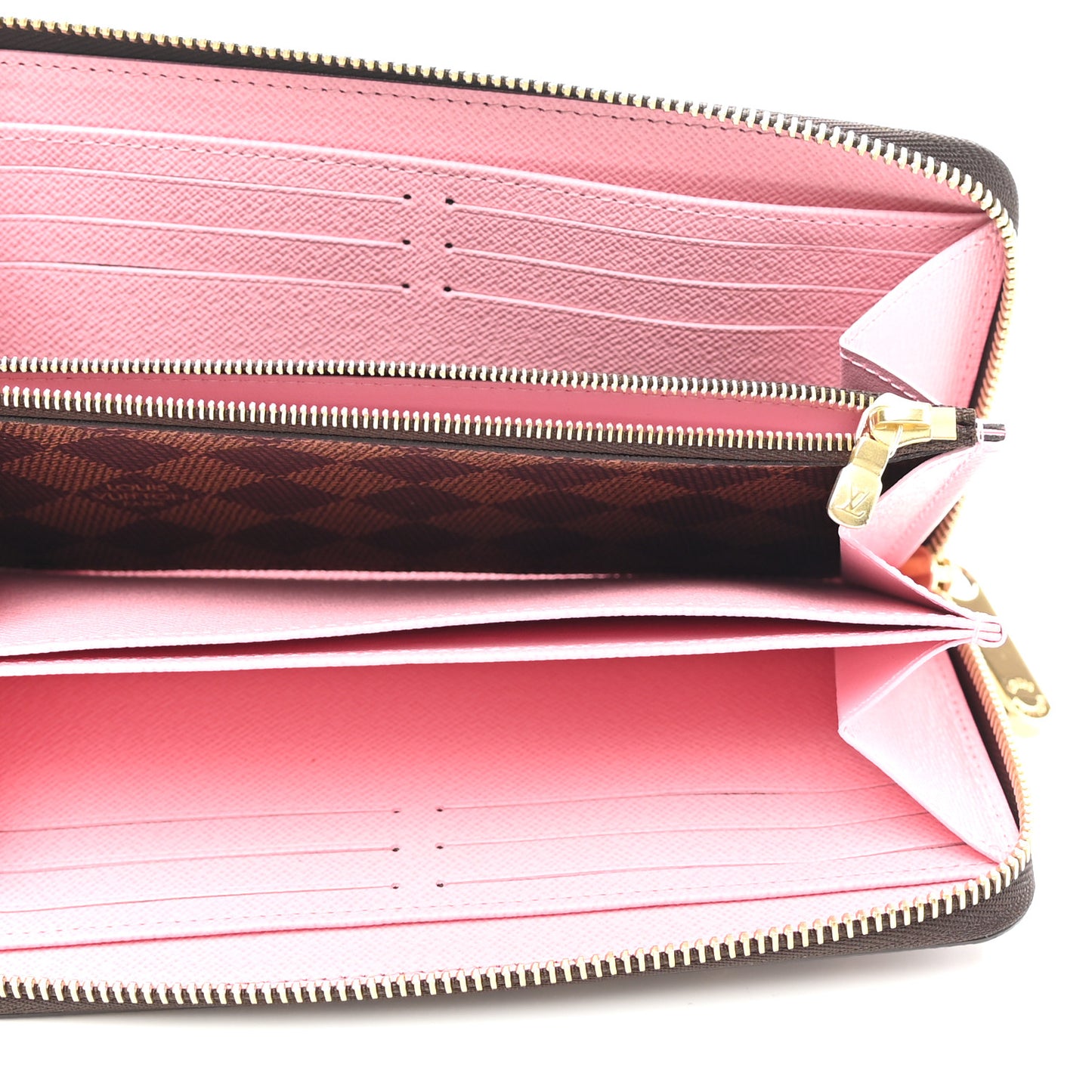Damier Ebene Studded Zippy Wallet Rose Ballerine