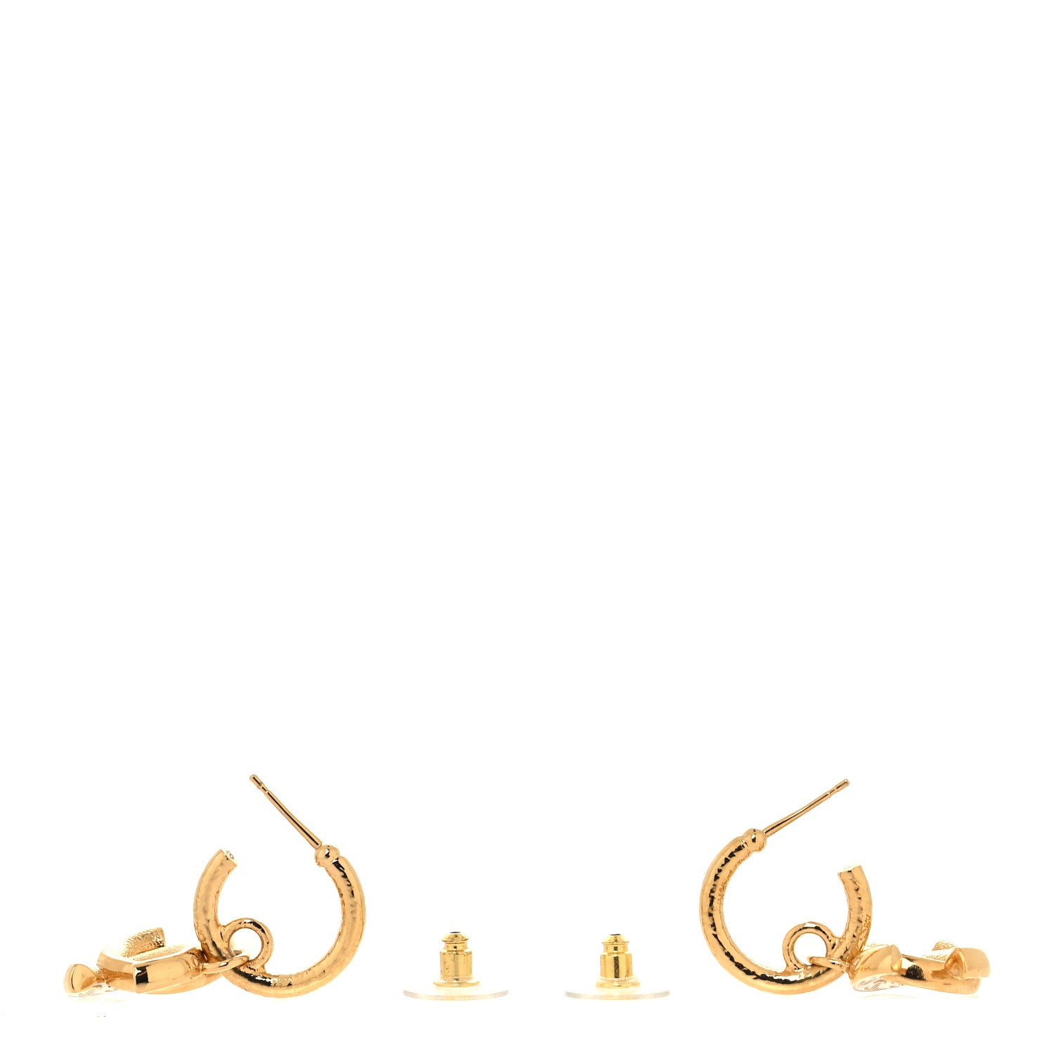 Chanel Enamel CC Hoop Drop Earrings Black White Gold 3 of 4