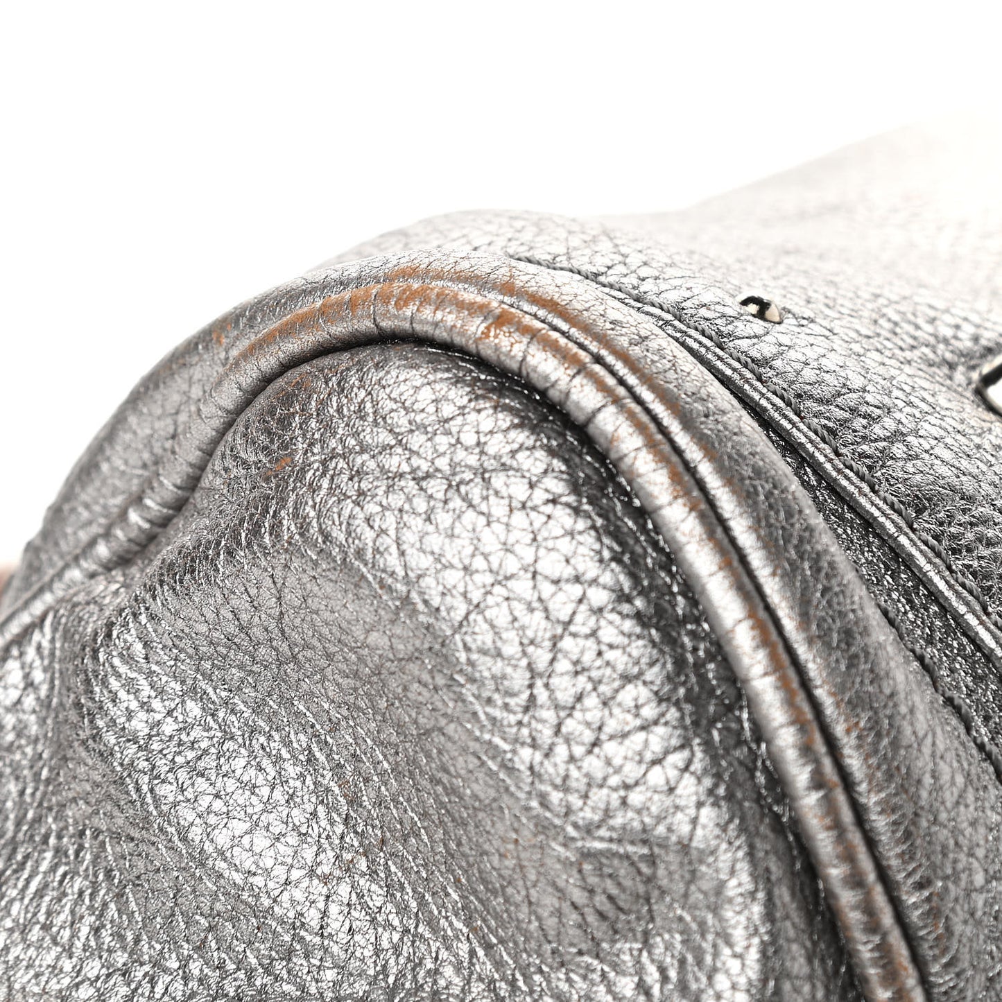Metallic Calfskin Medium Paddington Satchel Silver