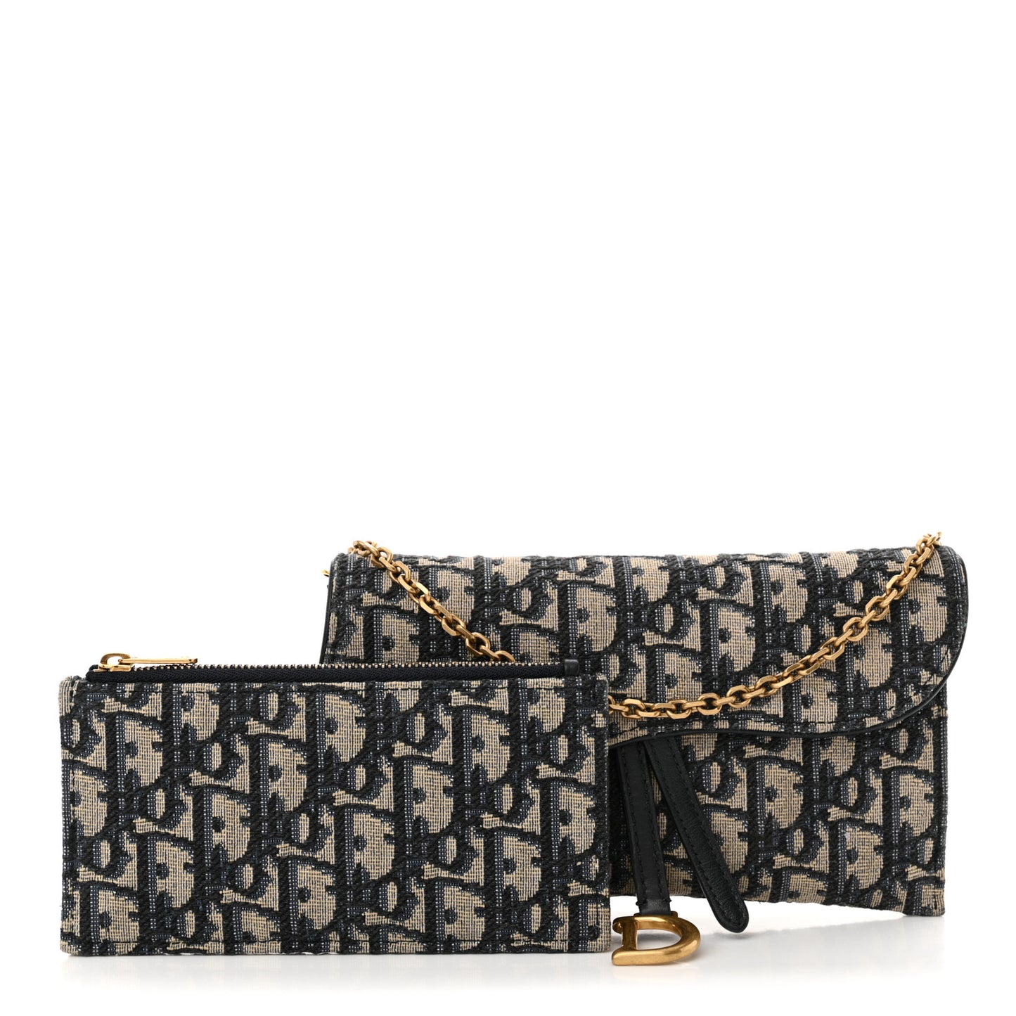 Oblique Saddle Chain Long Wallet Blue