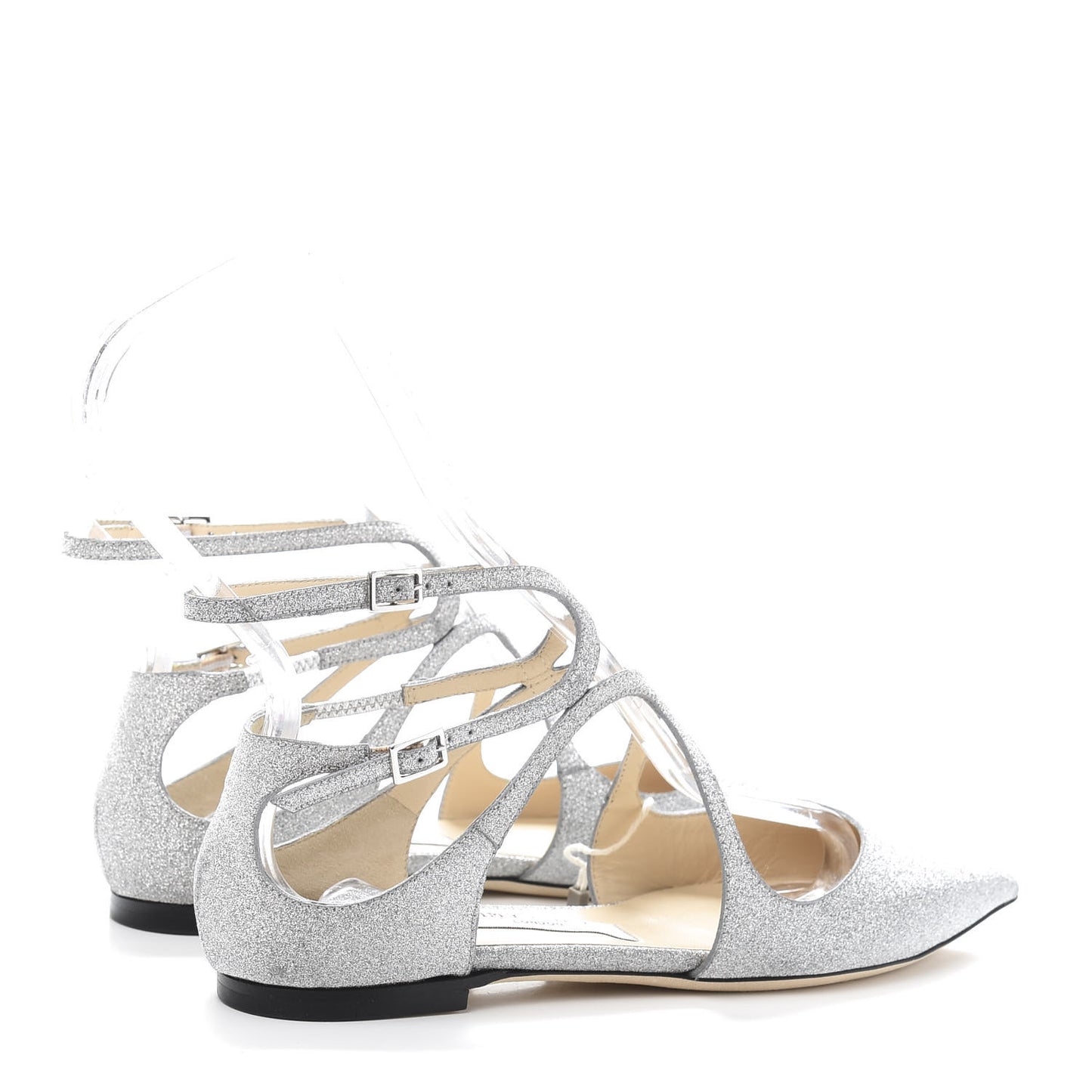 Glitter Calfskin Lancer Flats 35.5 Silver