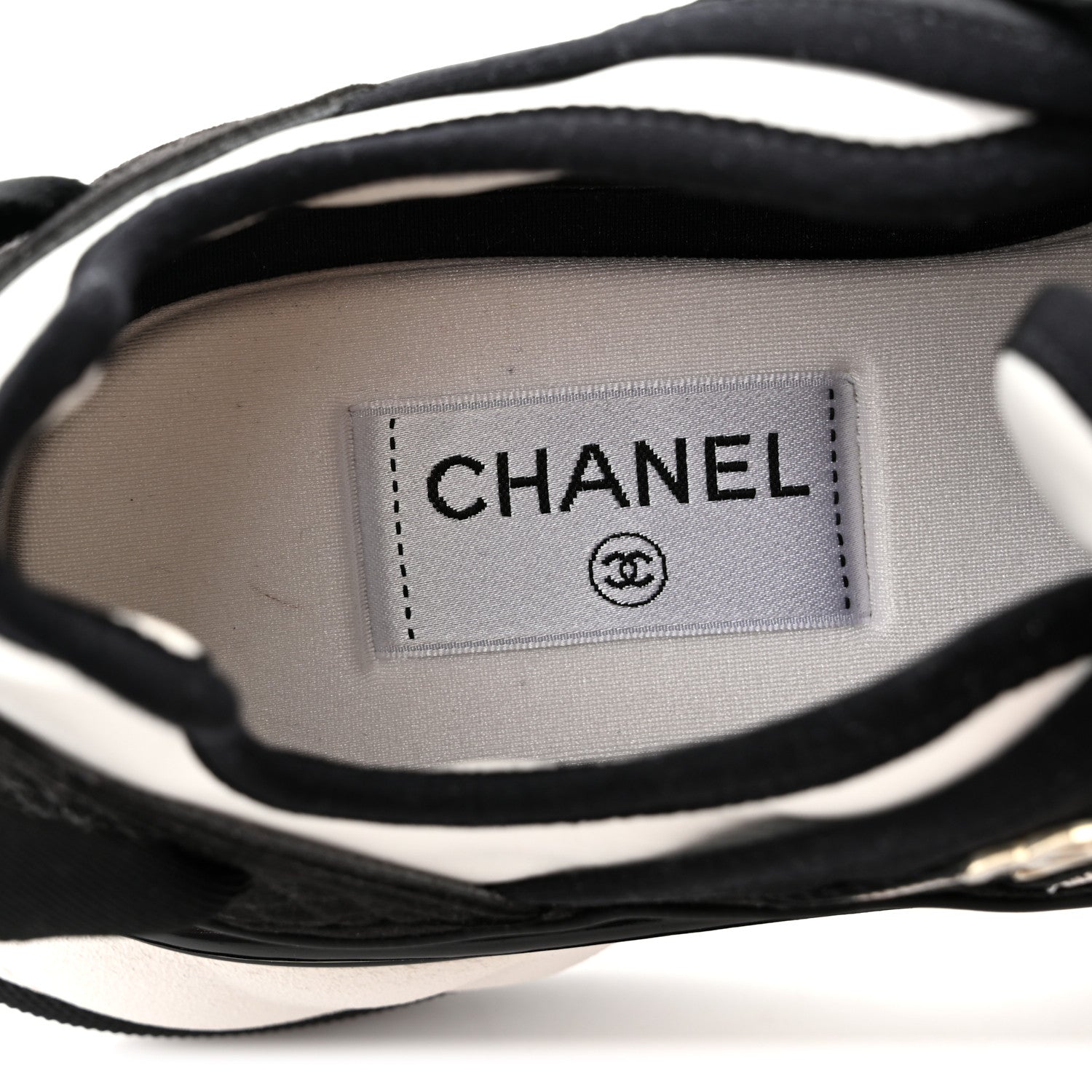 Chanel Mixed Fibers Suede Calfskin CC Sneakers 41.5 White Black 7 of 11