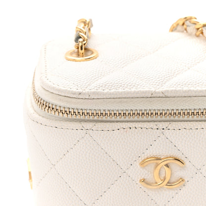 Chanel Caviar Quilted Enamel Coco Casino Mini Vanity Case With Chain White 14 of 17