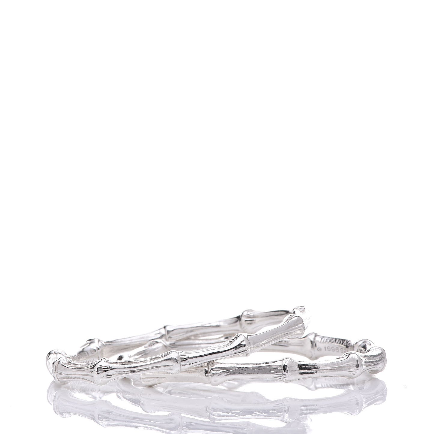 Sterling Silver 2 Bamboo Bangle Bracelet Set