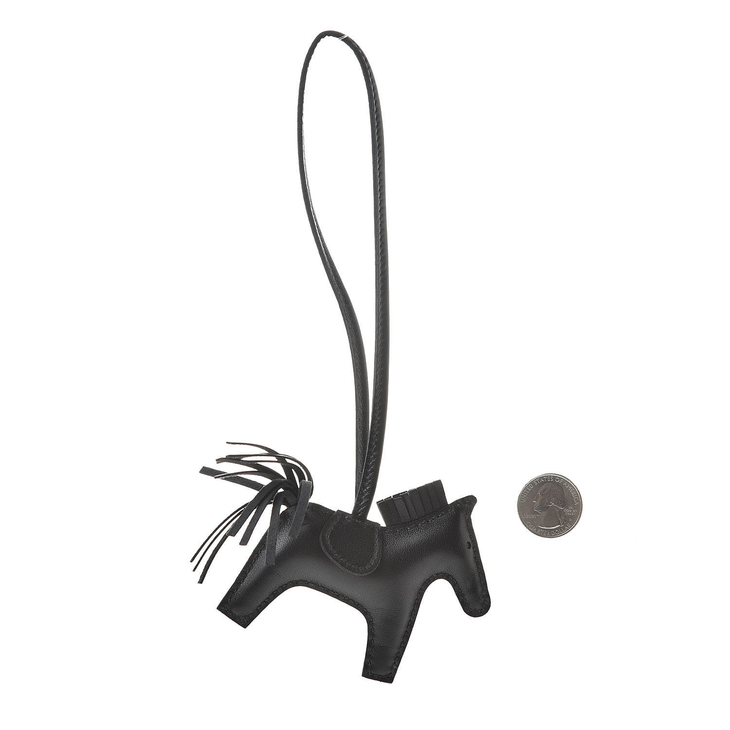 Hermes Milo Lambskin Grigri Rodeo Horse Bag Charm PM So Black 2 of 5