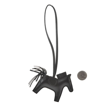 Hermes Milo Lambskin Grigri Rodeo Horse Bag Charm PM So Black 2 of 5