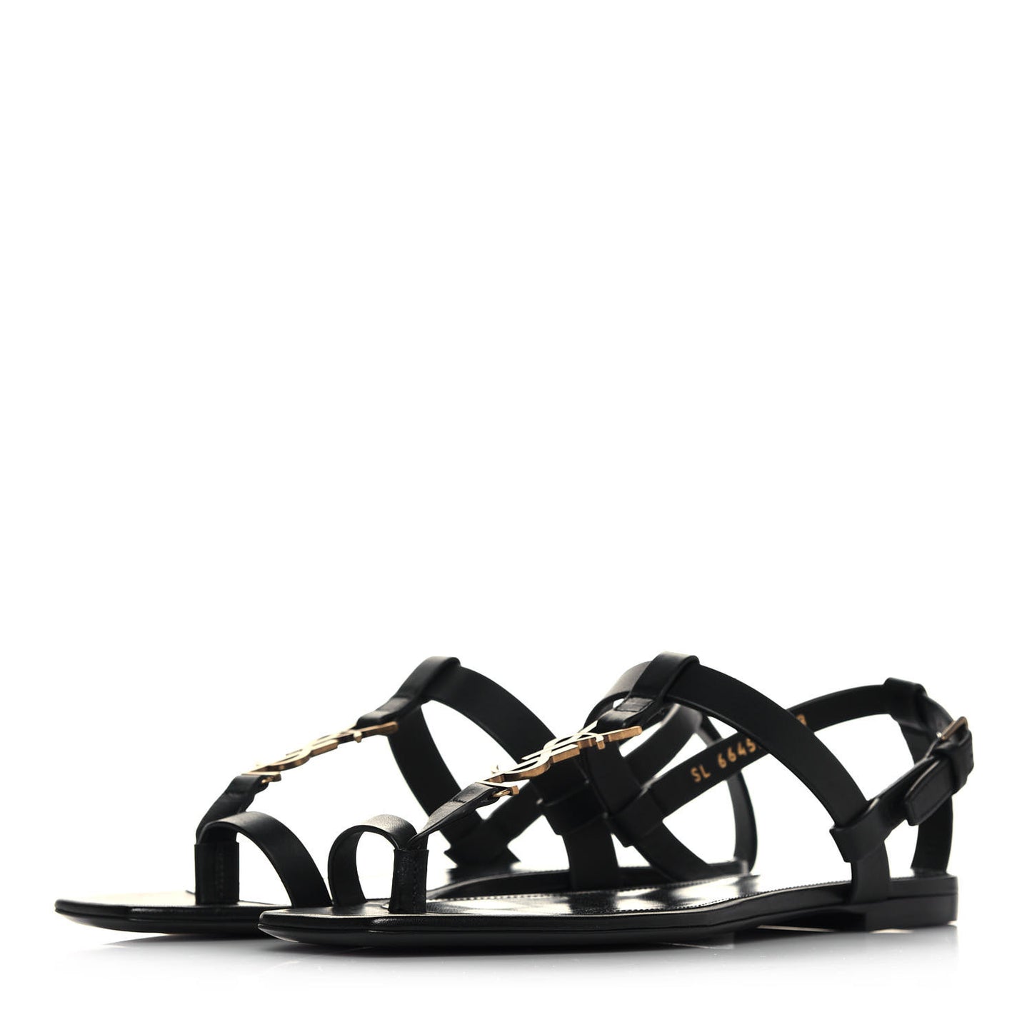 Patent Calfskin Cassandra Monogram Sandals 38 Black