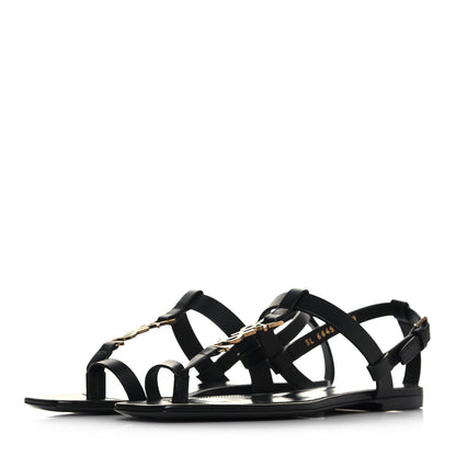 Saint Laurent Patent Calfskin Cassandra Monogram Sandals 38 Black 4 of 9